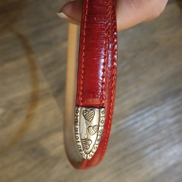 Brighton Croc Embossed Red Leather Heart Charm Belt. - Picture 13 of 13